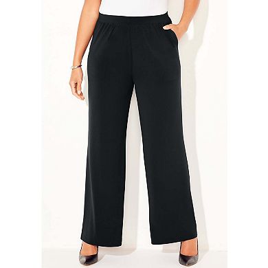 Catherines Women's Plus Size Petite Dream Drape Pull-On Knit Pant