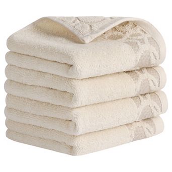 Cotton Jacquard Hand Towels, Home Soft Absorbent Hand Towel for Bathroom, Face, Gym and Spa 4 Pack
