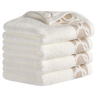 Cotton Jacquard Hand Towels, Home Soft Absorbent Hand Towel for Bathroom, Face, Gym and Spa 4 Pack