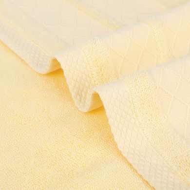 Cotton Soft Decorative Hand Towels, Geometry Pattern Hand Towel for Bathroom, Hotel 4 Pack Cream