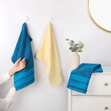 Cotton Soft Decorative Hand Towels, Geometry Pattern Hand Towel for Bathroom, Hotel 4 Pack Cream