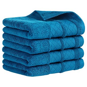 Cotton Soft Decorative Hand Towels, Geometry Pattern Hand Towel for Bathroom, Hotel 4 Pack Cream