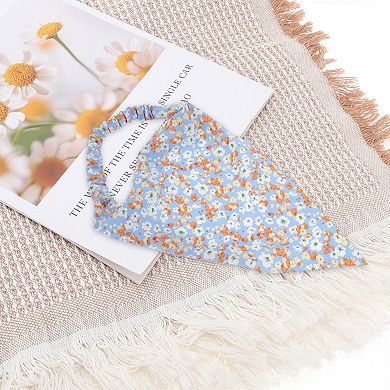 Cherry Blossom Headwrap for Women Blue Orange 1 Pc