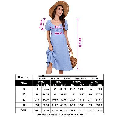 Maternity Dress Summer Women Tie Back Square Neck Short Sleeve Pregnancy Baby Shower Dress