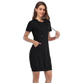 Women's Pullover Hooded Kangaroo Pocket Sweatshirt Casual Hoodie Dress
