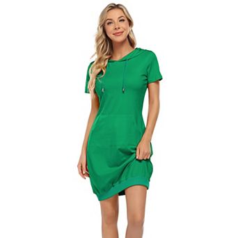 Women's Pullover Hooded Kangaroo Pocket Sweatshirt Casual Hoodie Dress