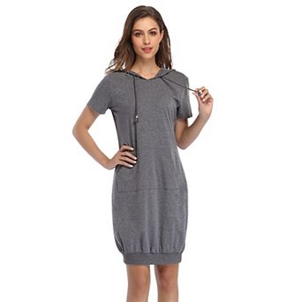 Women's Pullover Hooded Kangaroo Pocket Sweatshirt Casual Hoodie Dress