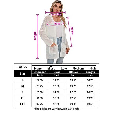 Women Crochet Lightweight Cardigan Cover Up Open Front Long Sleeve Summer Cardigans