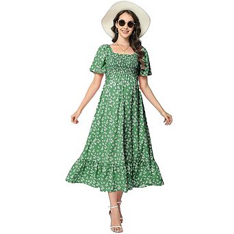 Maternity Maxi Dress Square Neck Baby Shower Pregnancy Dresses for Photoshoot Summer Casual Boho