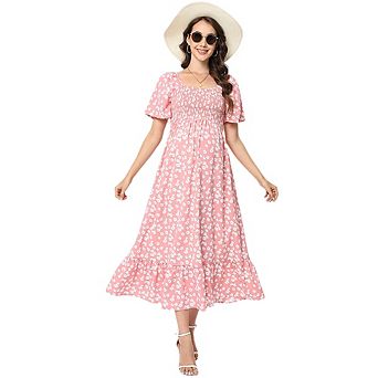 Maternity Maxi Dress Square Neck Baby Shower Pregnancy Dresses for Photoshoot Summer Casual Boho