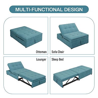 Mondawe 4-In-1 Sofa Bed,Multi-Function Folding Ottoman Bed With Storage Pocket And USB Port