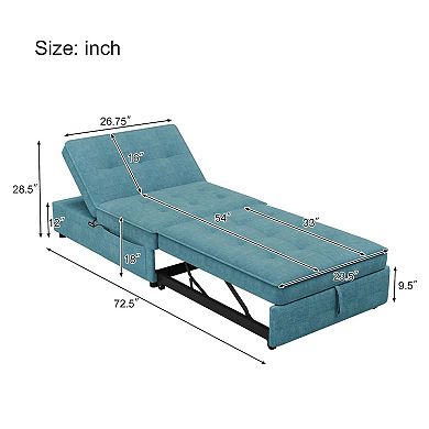 Mondawe 4-In-1 Sofa Bed,Multi-Function Folding Ottoman Bed With Storage Pocket And USB Port