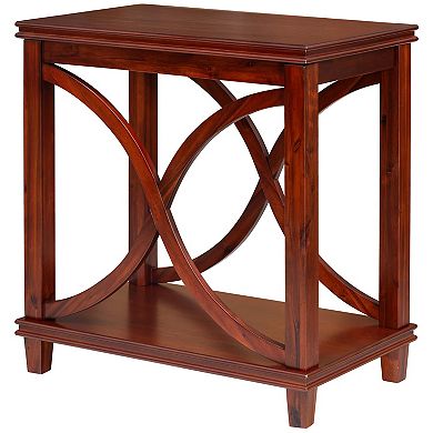 eHemco Solid Wood Rectangle Decorative Console Table, 2-Tier Side Table with X-Design Design, Cherry