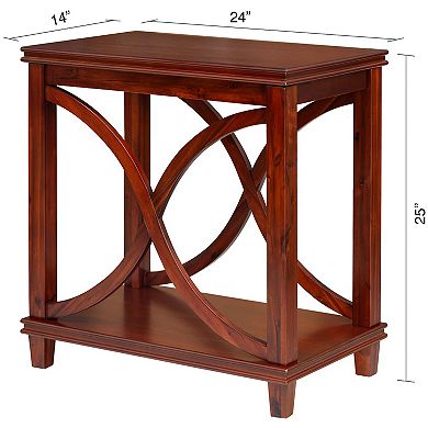 eHemco Solid Wood Rectangle Decorative Console Table, 2-Tier Side Table with X-Design Design, Cherry