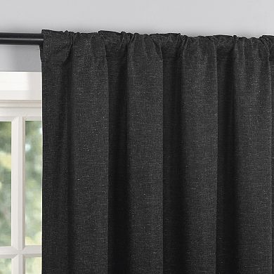 Sun Zero Treviso Linen Blend Magnetic Closure 100% Blackout Back Tab Curtain Panel