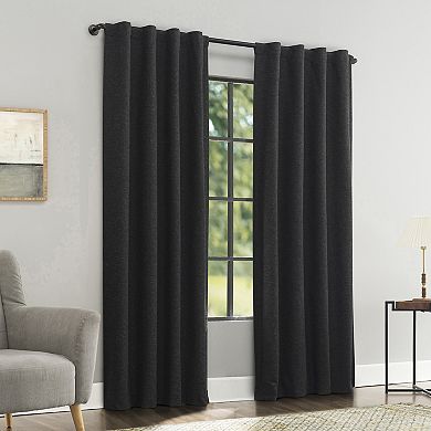 Sun Zero Treviso Linen Blend Magnetic Closure 100% Blackout Back Tab Curtain Panel