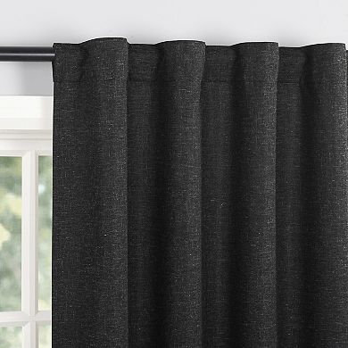 Sun Zero Treviso Linen Blend Magnetic Closure 100% Blackout Back Tab Curtain Panel