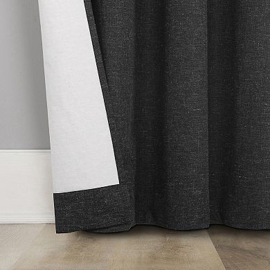 Sun Zero Treviso Linen Blend Magnetic Closure 100% Blackout Back Tab Curtain Panel