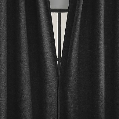 Sun Zero Treviso Linen Blend Magnetic Closure 100% Blackout Back Tab Curtain Panel