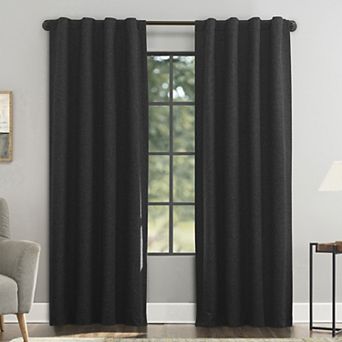Sun Zero Treviso Linen Blend Magnetic Closure 100% Blackout Back Tab Curtain Panel