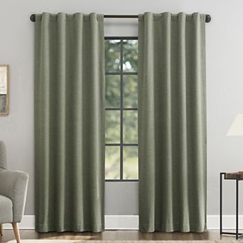 Sun Zero Treviso Linen Blend Magnetic Closure 100% Blackout Back Tab Curtain Panel