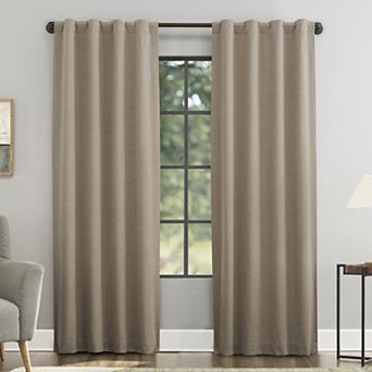 Sun Zero Treviso Linen Blend Magnetic Closure 100% Blackout Back Tab Curtain Panel