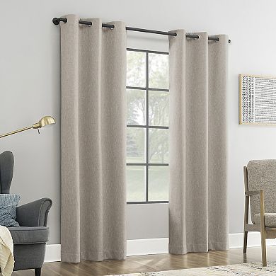 Sun Zero Aldwin Slub Texture Magnetic Closure 100% Blackout Grommet Curtain Panel