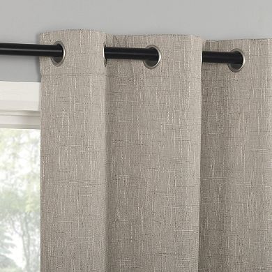Sun Zero Aldwin Slub Texture Magnetic Closure 100% Blackout Grommet Curtain Panel