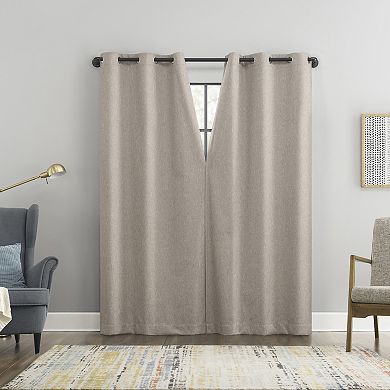 Sun Zero Aldwin Slub Texture Magnetic Closure 100% Blackout Grommet Curtain Panel