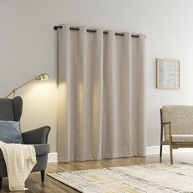 Sun Zero Aldwin Slub Texture Magnetic Closure 100% Blackout Grommet Curtain Panel