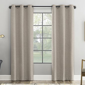Sun Zero Aldwin Slub Texture Magnetic Closure 100% Blackout Grommet Curtain Panel