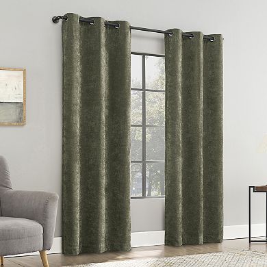 Sun Zero Isidora Velvet Magnetic Closure 100% Blackout Grommet Curtain Panel