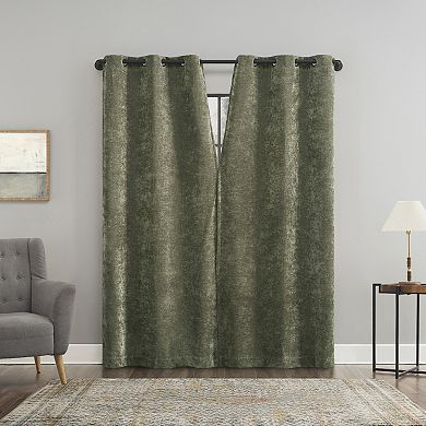Sun Zero Isidora Velvet Magnetic Closure 100% Blackout Grommet Curtain Panel