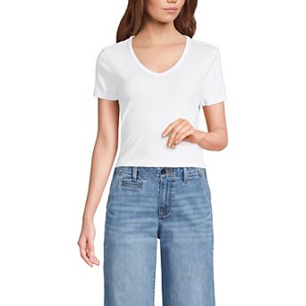Women's Lands' End Mid Rise Wide Leg Ankle Jeans