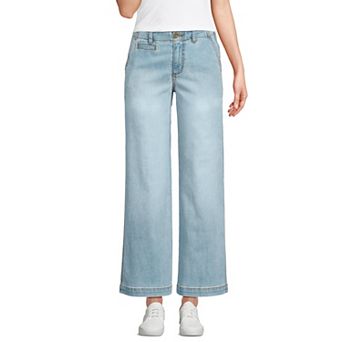 Women's Lands' End Mid Rise Wide Leg Ankle Jeans
