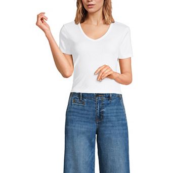 Women's Lands' End Mid Rise Wide Leg Ankle Jeans