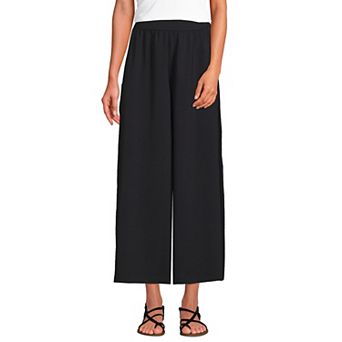 Women's Lands' End Creaseless High Rise Palazzo Crop Pants