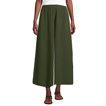 Women's Lands' End Creaseless High Rise Palazzo Crop Pants