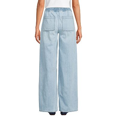 Women's Lands' End High Rise Relaxed Pull On Jeans in Regular & Petite