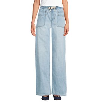 Women's Lands' End High Rise Relaxed Pull On Jeans in Regular & Petite
