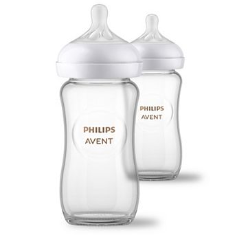 Philips Avent 8-oz. 2 pk Natural Glass Baby Bottles with Natural Response Nipples