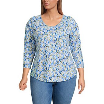 Plus Size Lands' End 3/4 Sleeve Lightweight Jersey Tunic