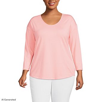 Plus Size Lands' End 3/4 Sleeve Lightweight Jersey Tunic