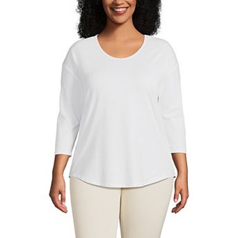 Plus Size Lands' End 3/4 Sleeve Lightweight Jersey Tunic