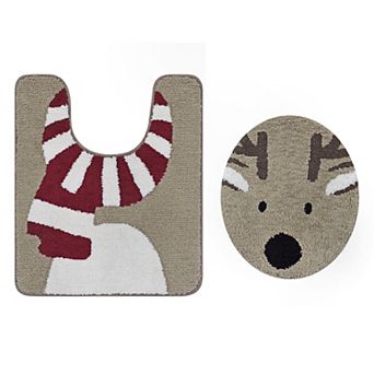 St. Nicholas Square® Reindeer Lid & Contour Bath Rug Set