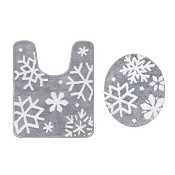 St. Nicholas Square® Metallic Snowflake Lid & Contour Bath Rug Set