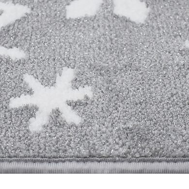 St. Nicholas Square® Metallic Snowflake Lid & Contour Bath Rug Set