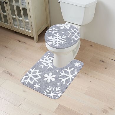 St. Nicholas Square® Metallic Snowflake Lid & Contour Bath Rug Set