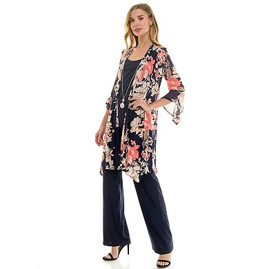 Women's Luxology 3-pc. Cardigan, Tank Top & Straight Leg Pants Set
