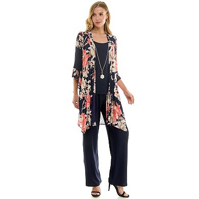 Women's Luxology 3-pc. Cardigan, Tank Top & Straight Leg Pants Set